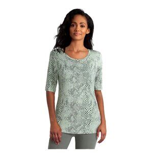 Isaac Mizrahi T Shirt Womens Plus 3XL Green Reptile Snake Print Pullover Top